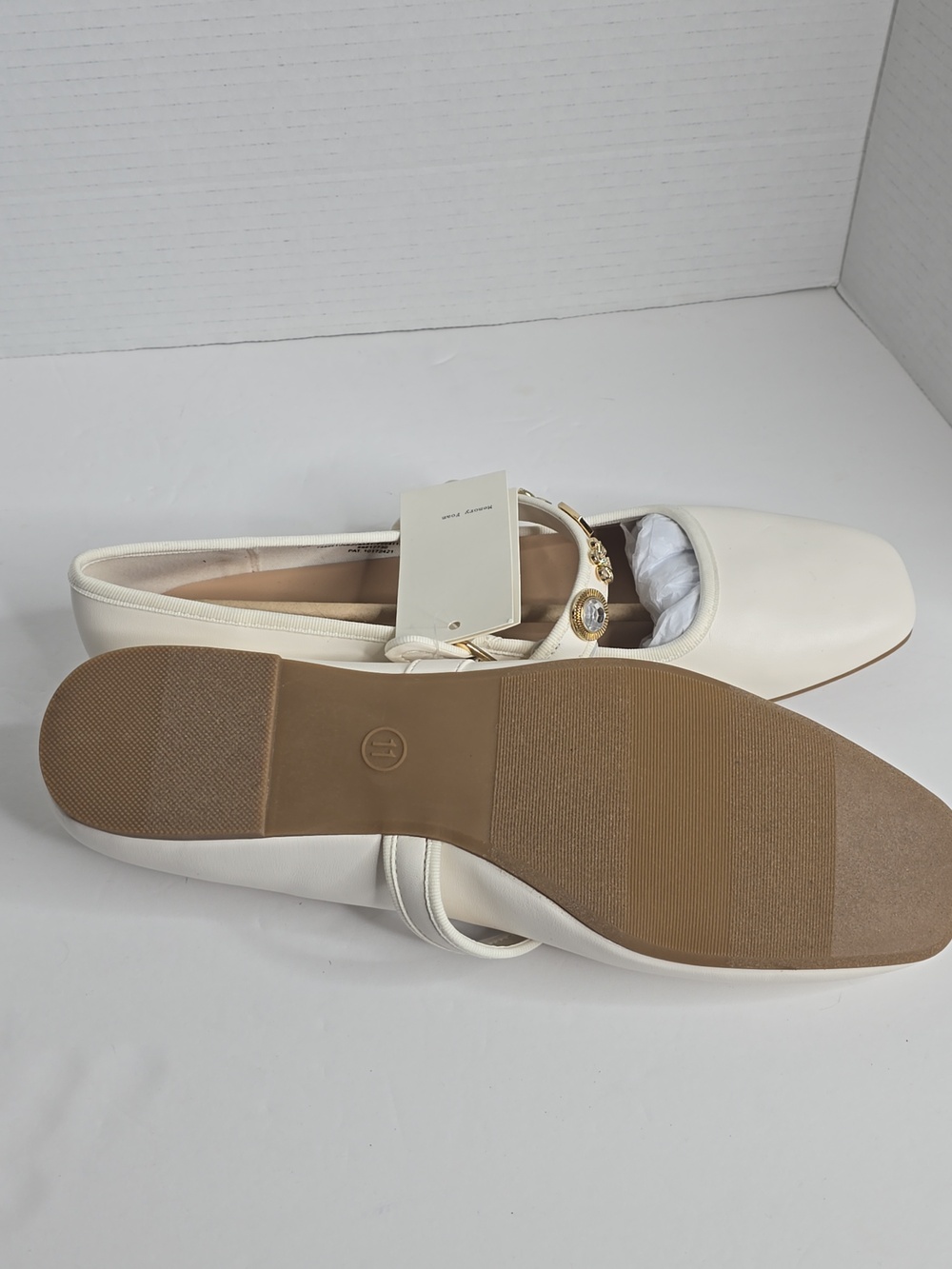 Women's White Mary Jane Jewel Flats Nwt A New Day Size 11 - Picture 7 of 9